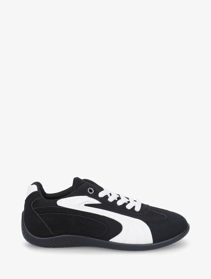 Sneakers van suèdine met contrasterende banden - Zwart