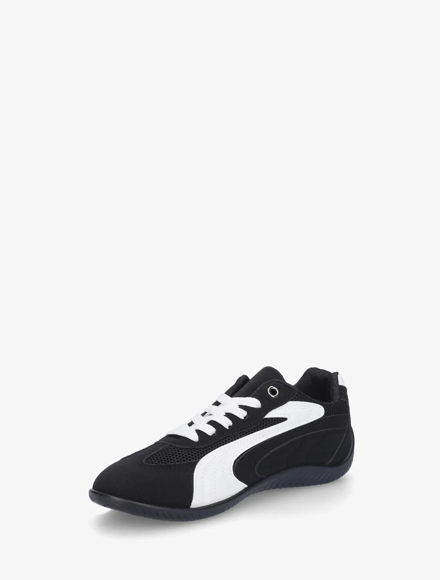 Sneakers van suèdine met contrasterende banden - Zwart - Image 3