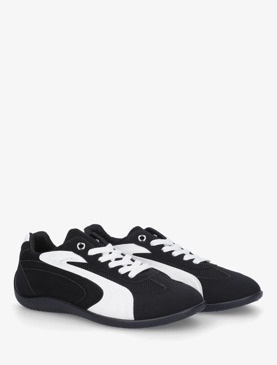 Sneakers van suèdine met contrasterende banden - Zwart - Image 4