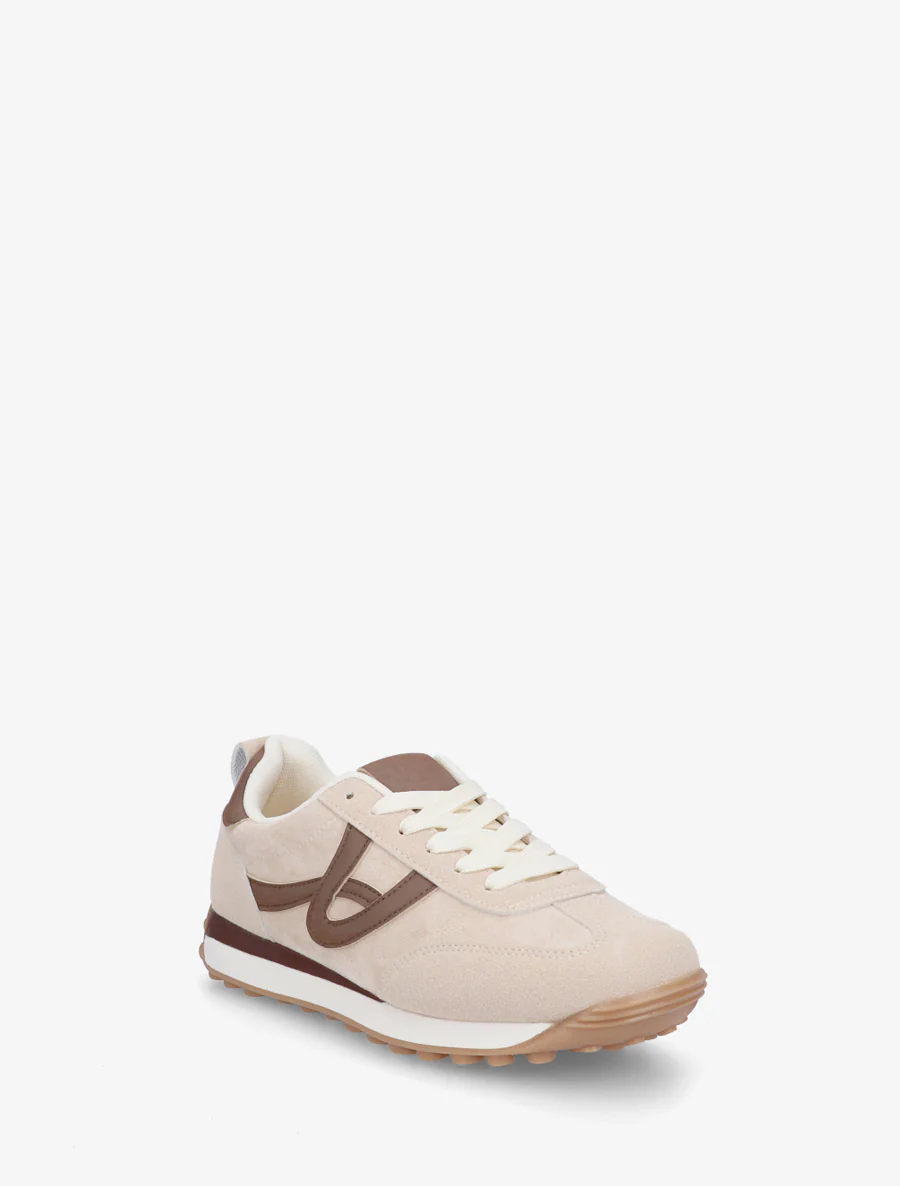 Sneakers van suèdine met contrasterende details - Beige - Image 2