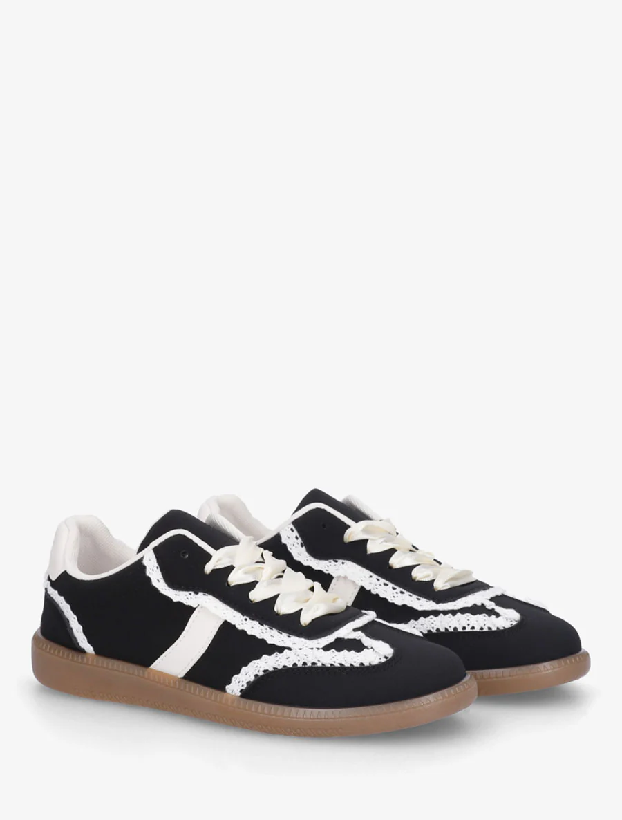 Sneakers van suèdine met haakdetail - Zwart - Image 4