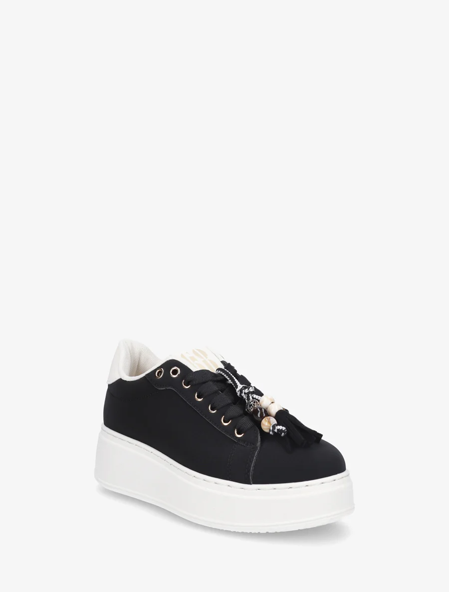 Sneakers van suèdine met parelinzetstukken. - Zwart - Image 2