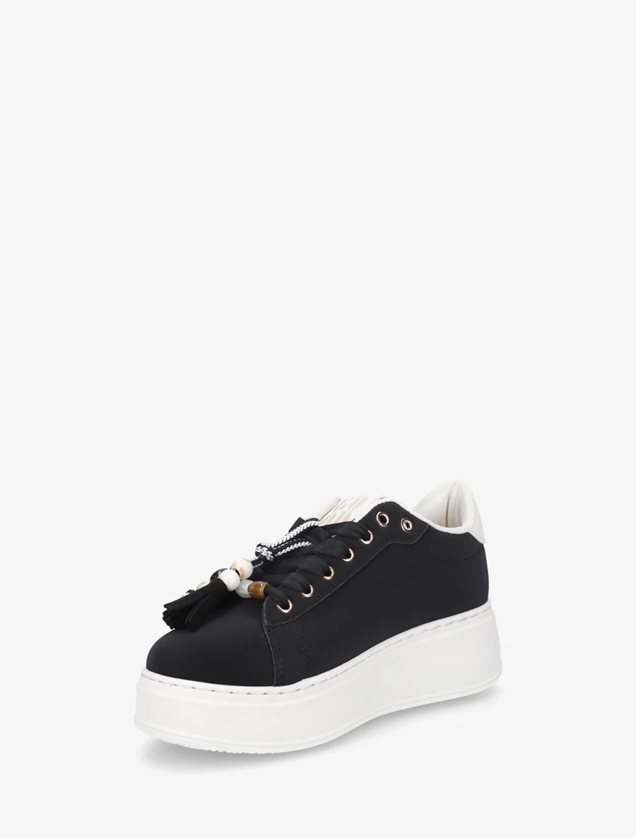 Sneakers van suèdine met parelinzetstukken. - Zwart - Image 3