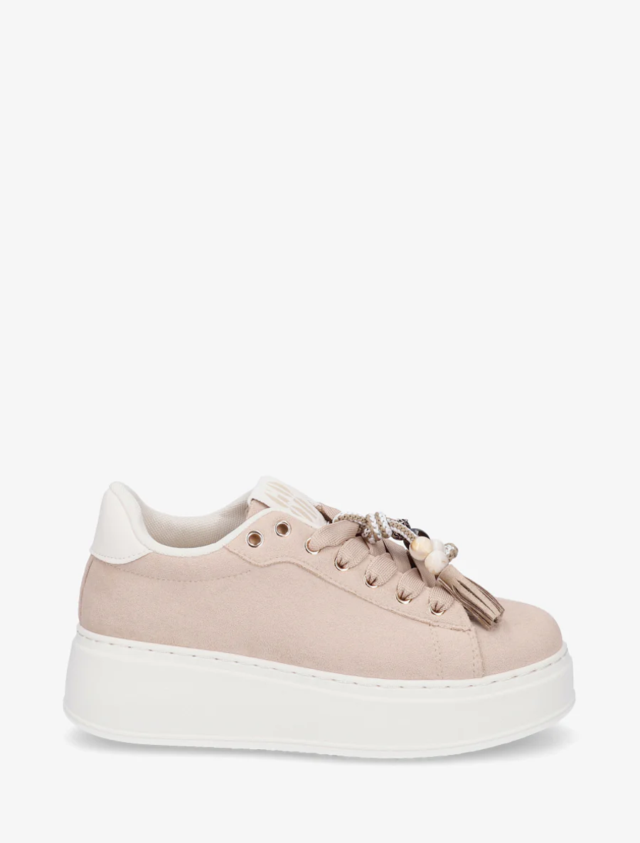 Sneakers van suèdine met parelinzetstukken. - Mol