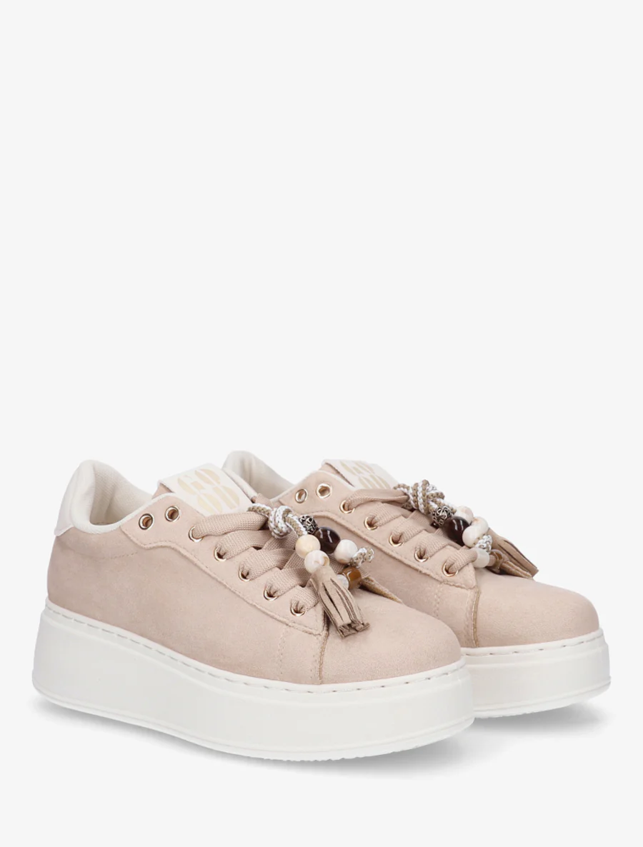 Sneakers van suèdine met parelinzetstukken. - Mol - Image 4