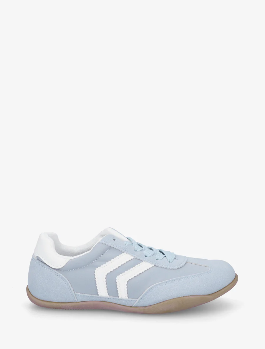 Sneakers van twee materialen met contrasterende hielversteviging - Lichtblauw