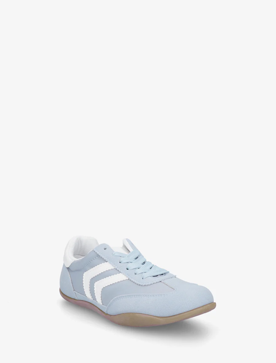 Sneakers van twee materialen met contrasterende hielversteviging - Lichtblauw - Image 2
