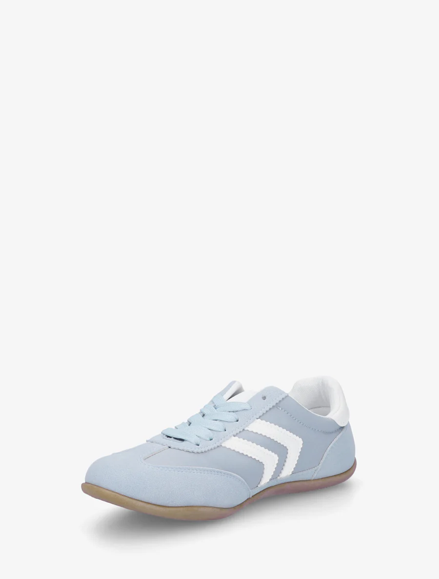 Sneakers van twee materialen met contrasterende hielversteviging - Lichtblauw - Image 3
