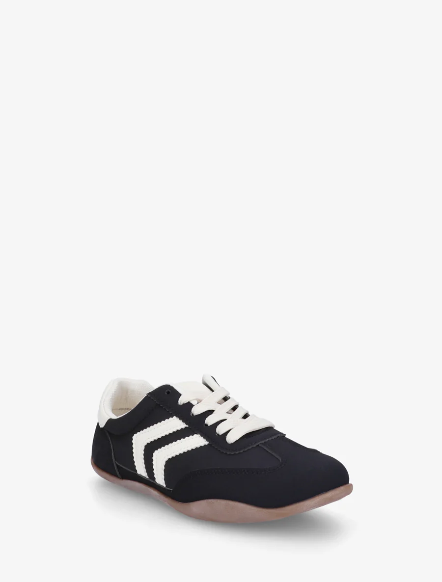 Sneakers van twee materialen met contrasterende hielversteviging - Zwart - Image 2