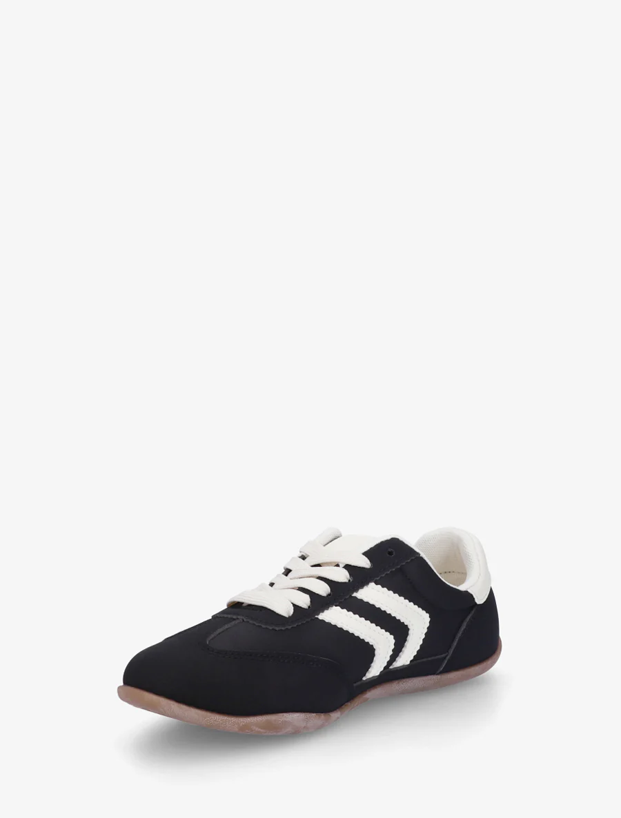 Sneakers van twee materialen met contrasterende hielversteviging - Zwart - Image 3