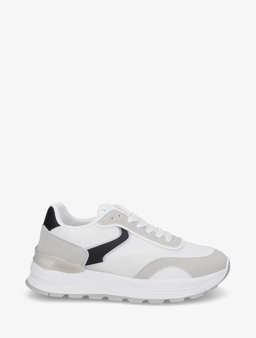 Sneakers van twee materialen met een getande zool - Wit