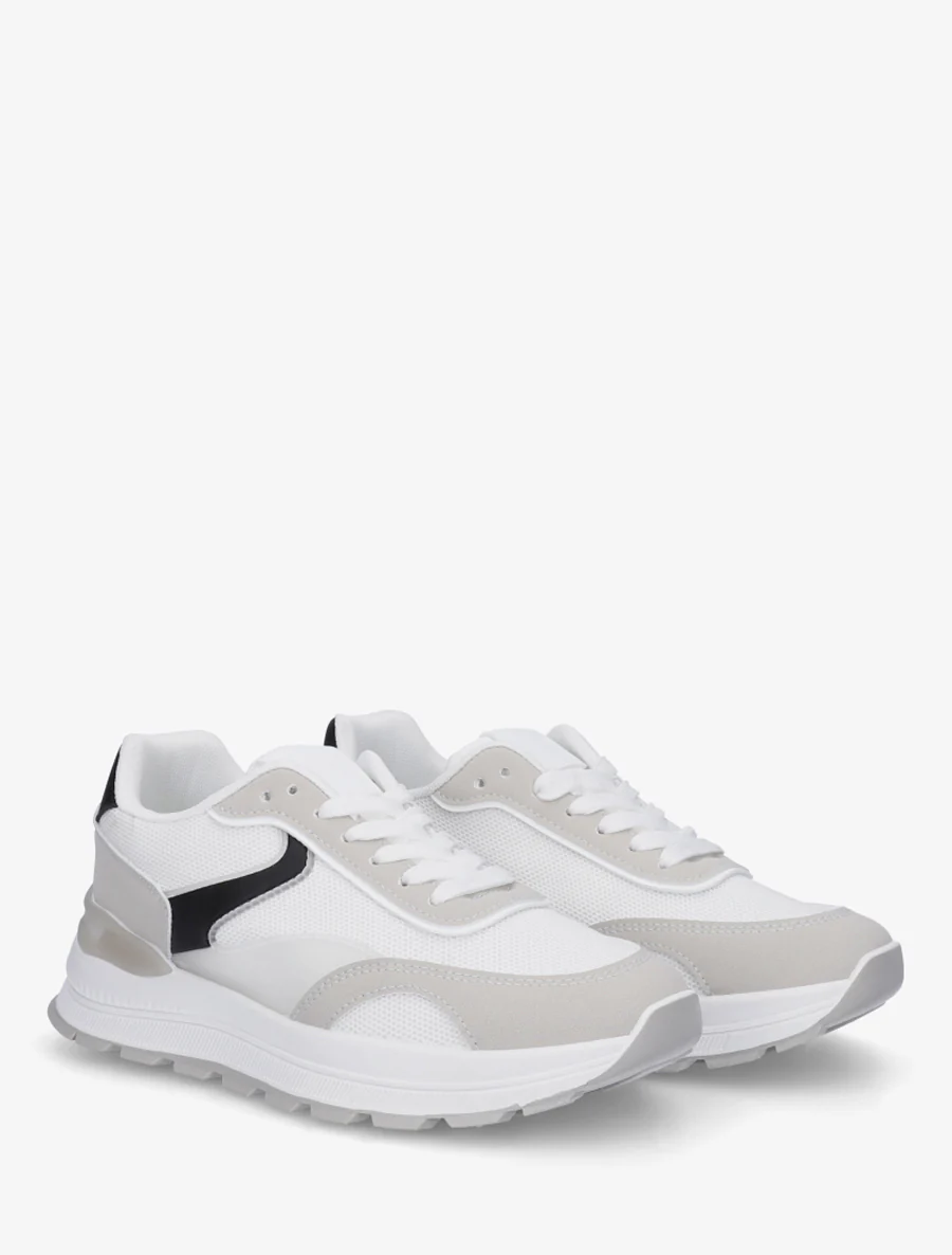 Sneakers van twee materialen met een getande zool - Wit - Image 4