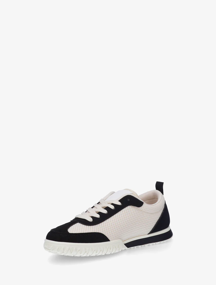 Sneakers van twee materialen met fantasiebanden - Zwart - Image 3