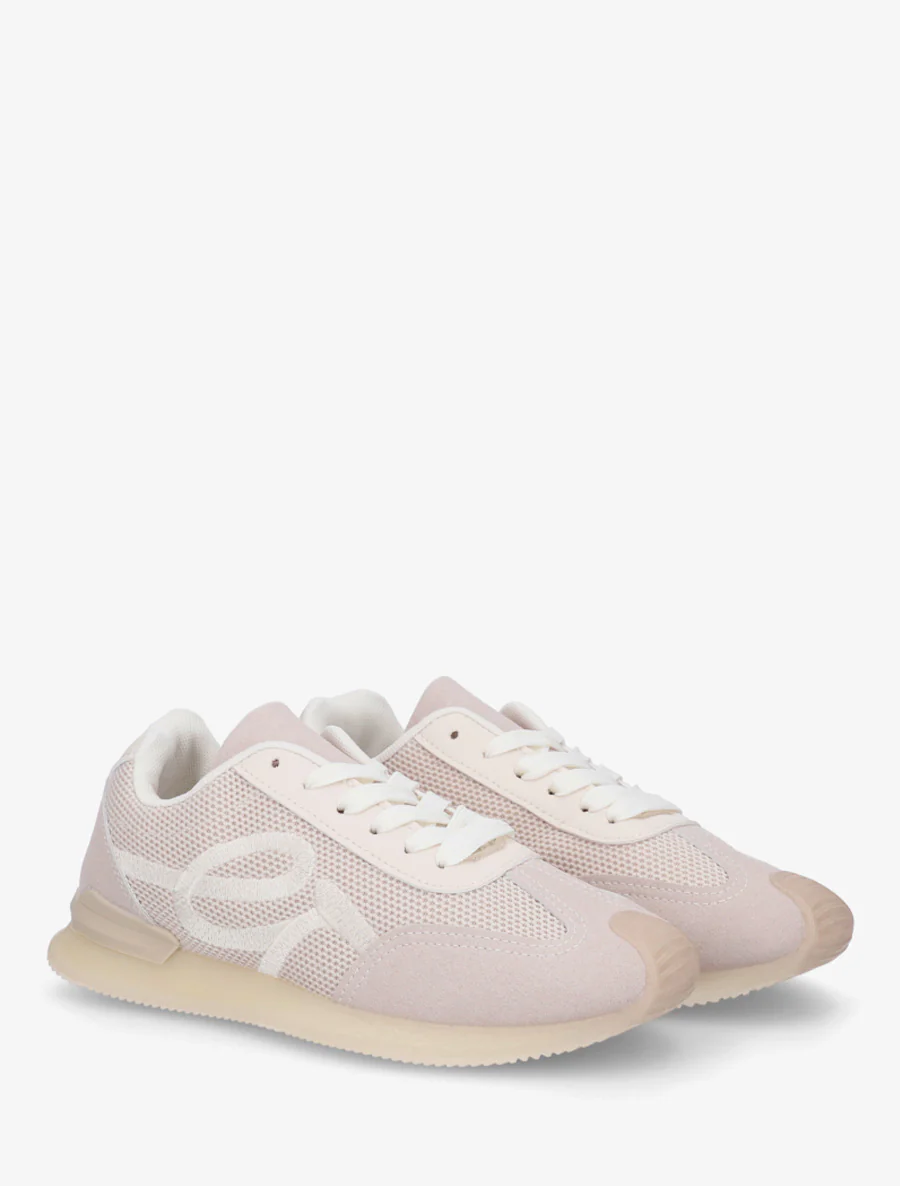 Sneakers van twee materialen met fantasieborduurwerk - Beige - Image 4