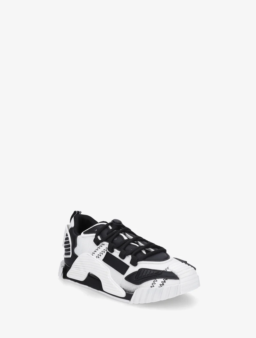 Sneakers van twee materialen met gestileerde inzetstukken - Zwart - Image 2