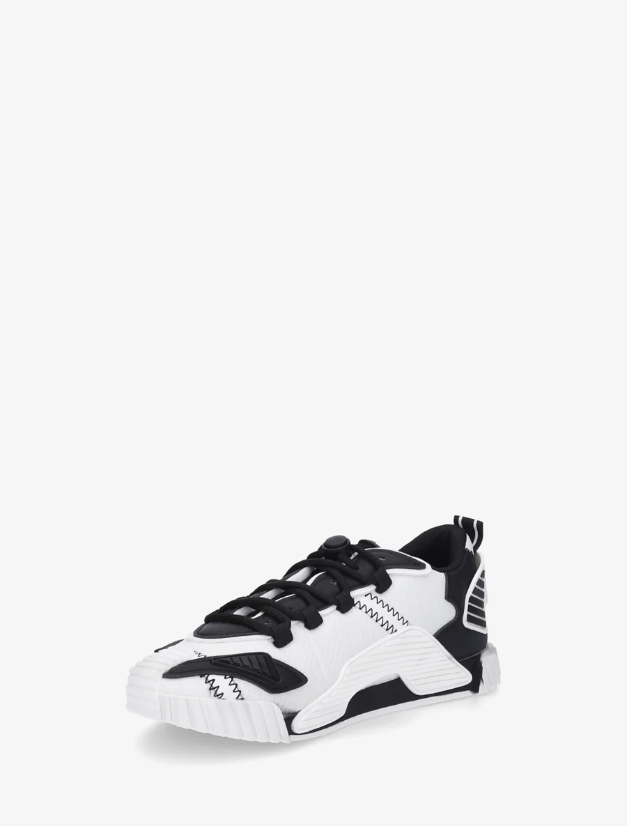 Sneakers van twee materialen met gestileerde inzetstukken - Zwart - Image 3