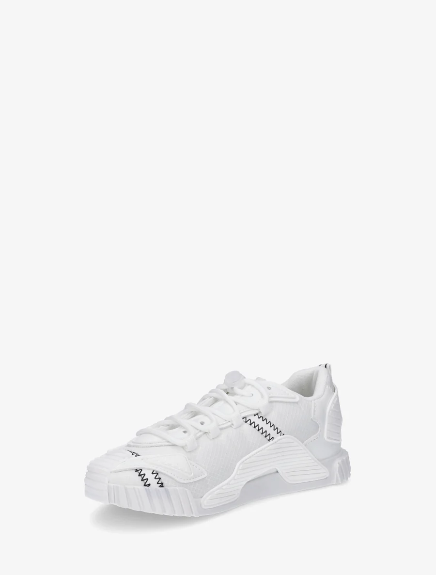 Sneakers van twee materialen met gestileerde inzetstukken - Wit - Image 3
