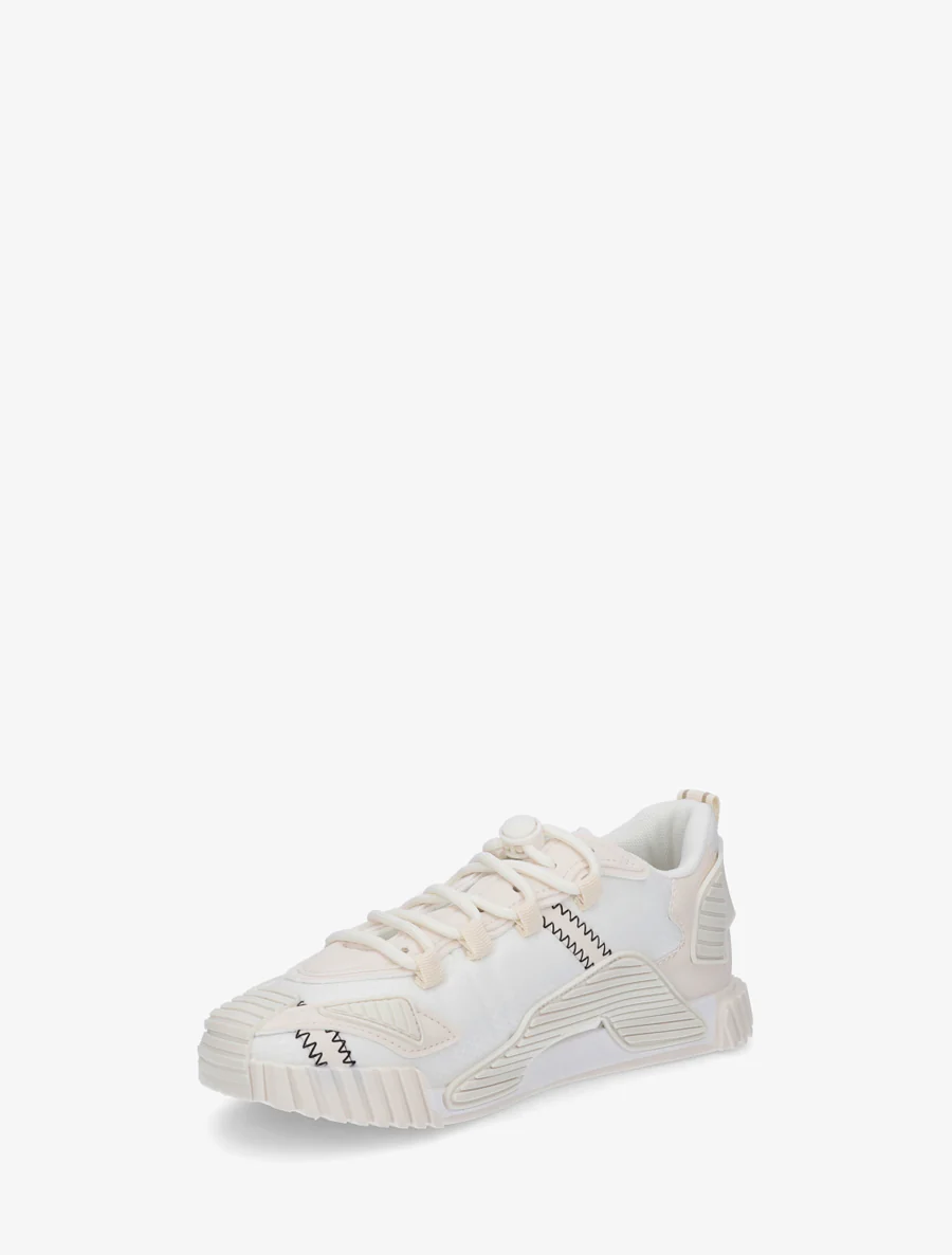 Sneakers van twee materialen met gestileerde inzetstukken - Beige - Image 3