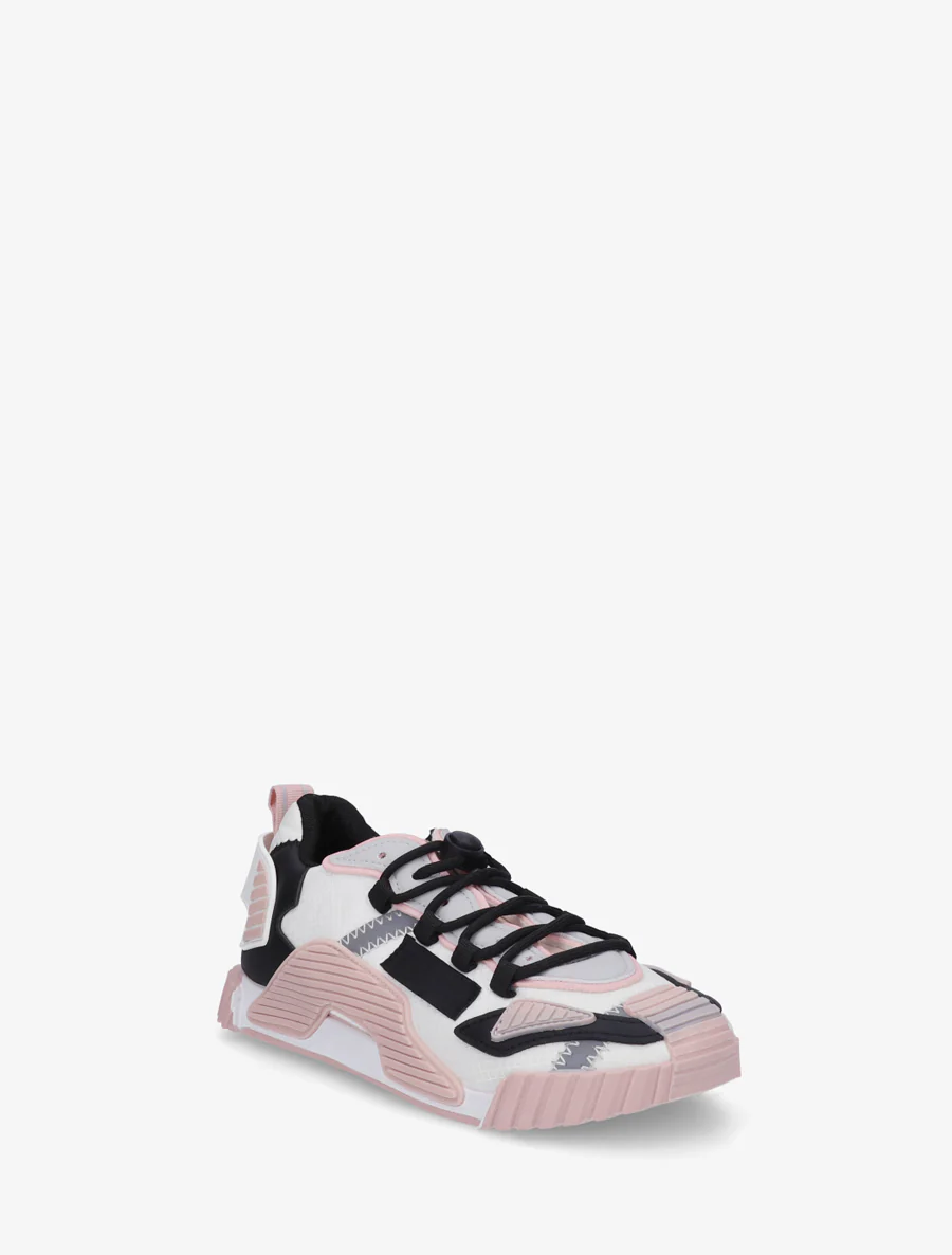 Sneakers van twee materialen met gestileerde inzetstukken - Roos - Image 2
