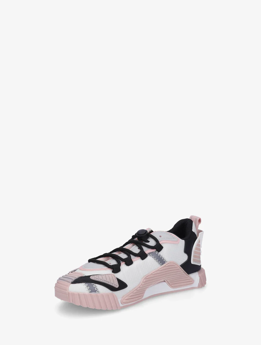 Sneakers van twee materialen met gestileerde inzetstukken - Roos - Image 3