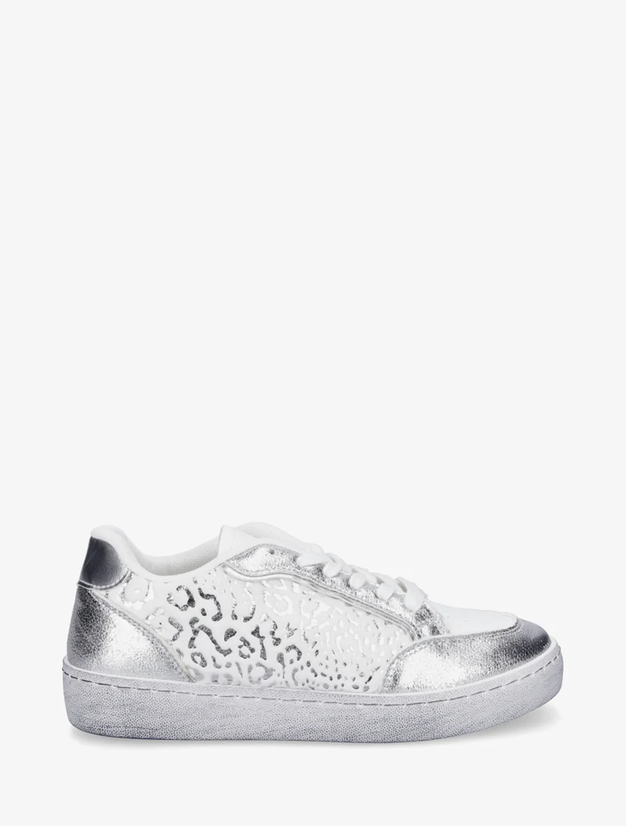 Sneakers van twee materialen met luipaardprint - Geld