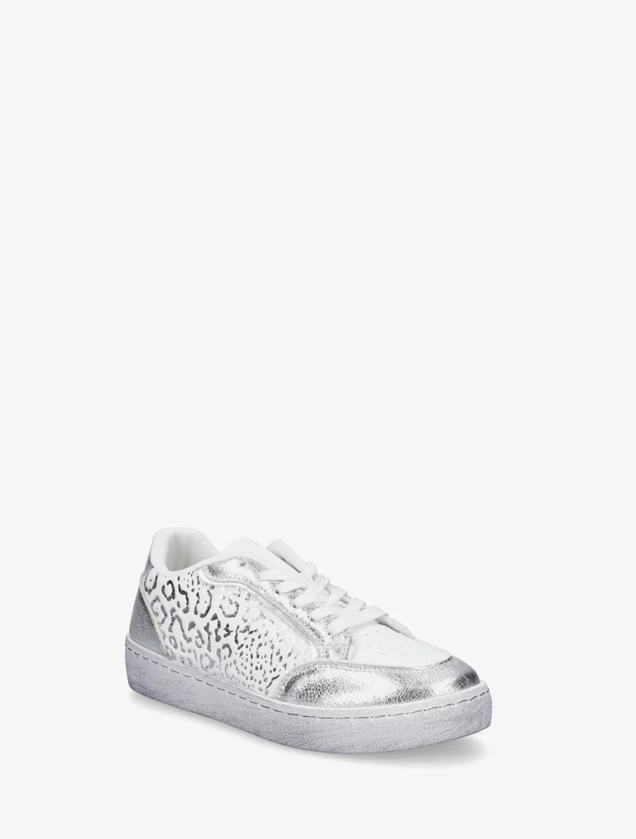 Sneakers van twee materialen met luipaardprint - Geld - Image 2