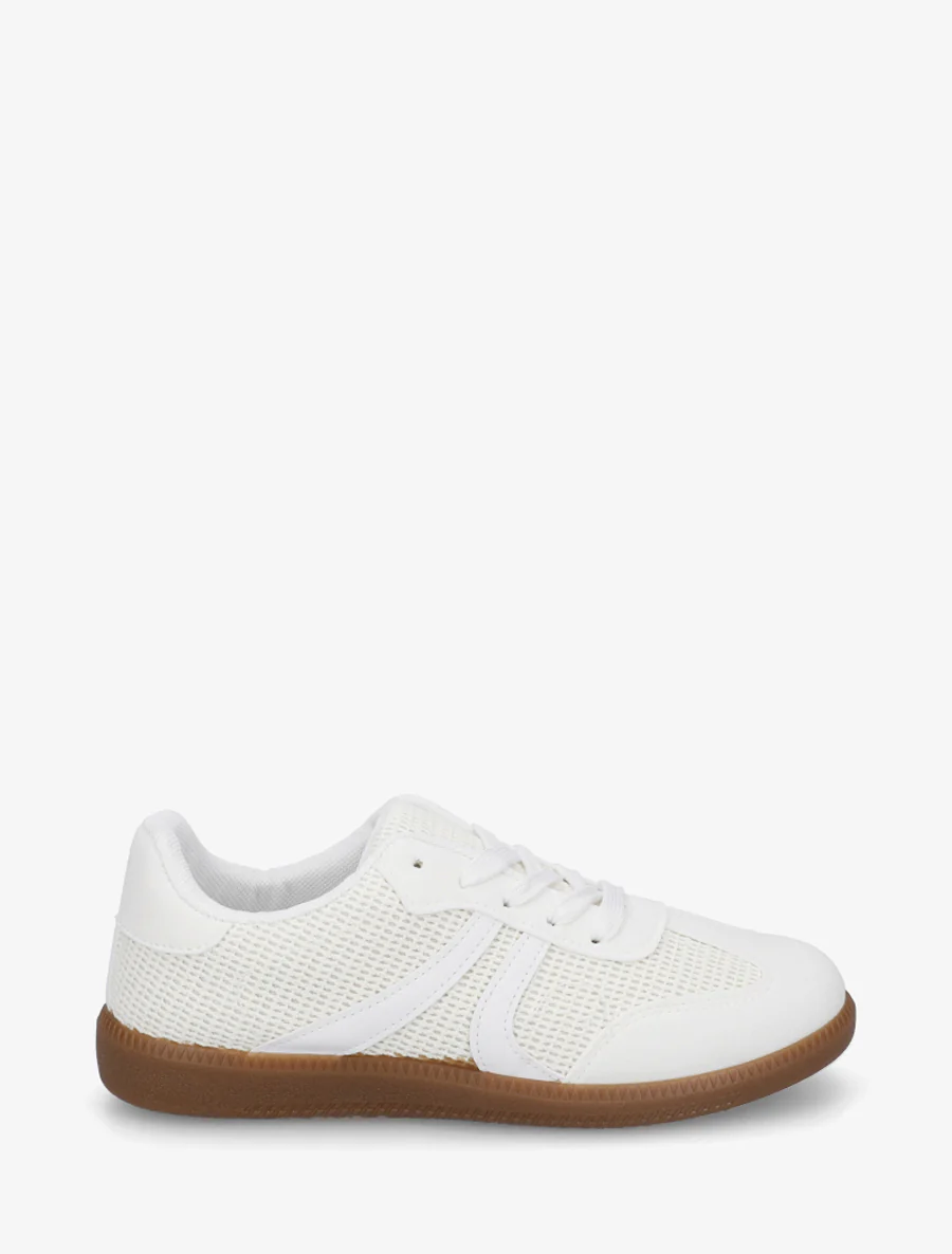 Sneakers van twee materialen met rubberen zool - Wit