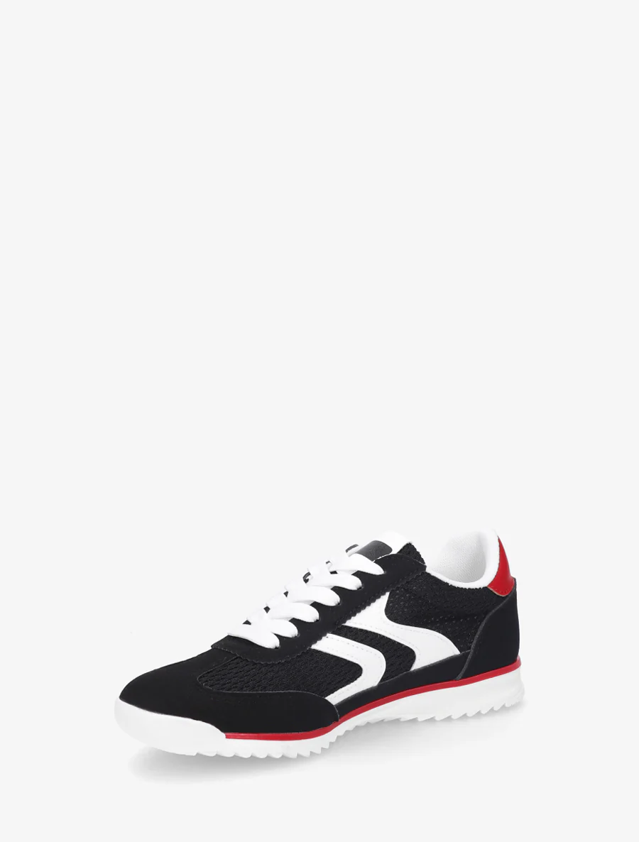 Sneakers van twee materialen met zigzag-inzetten - Zwart - Image 3