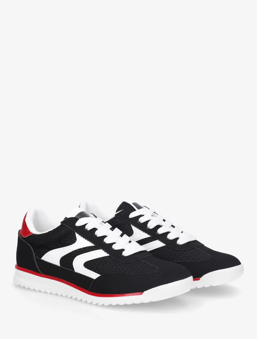 Sneakers van twee materialen met zigzag-inzetten - Zwart - Image 4