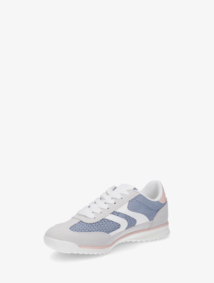 Sneakers van twee materialen met zigzag-inzetten - Lichtblauw - Image 3