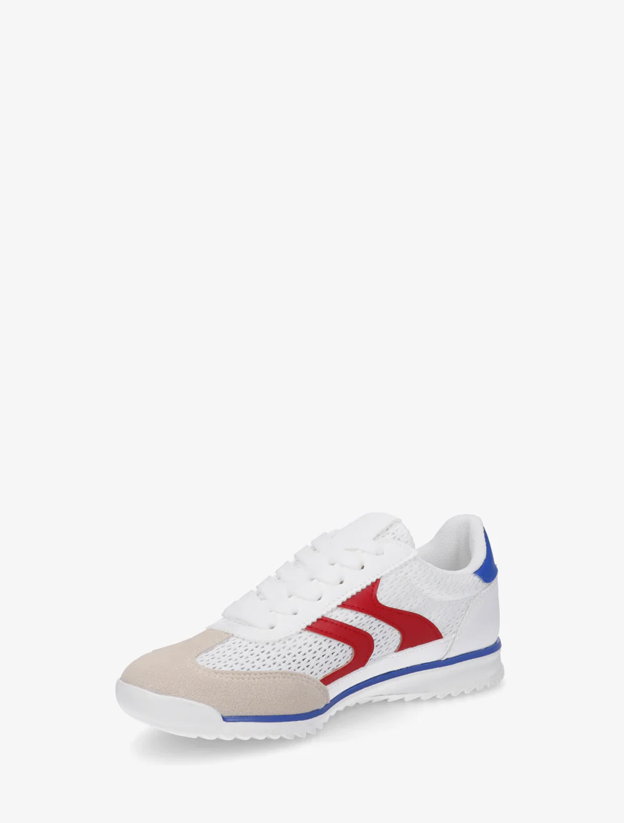 Sneakers van twee materialen met zigzag-inzetten - Wit/rood - Image 3
