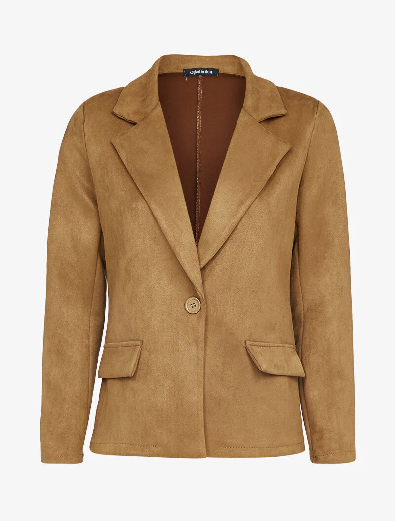 Soepel suède-effect blazer - kameel