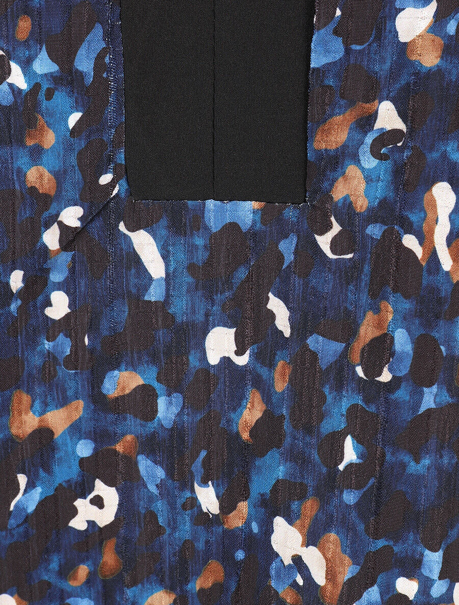 Soepele blouse met abstracte print - Marineblauw - Image 3