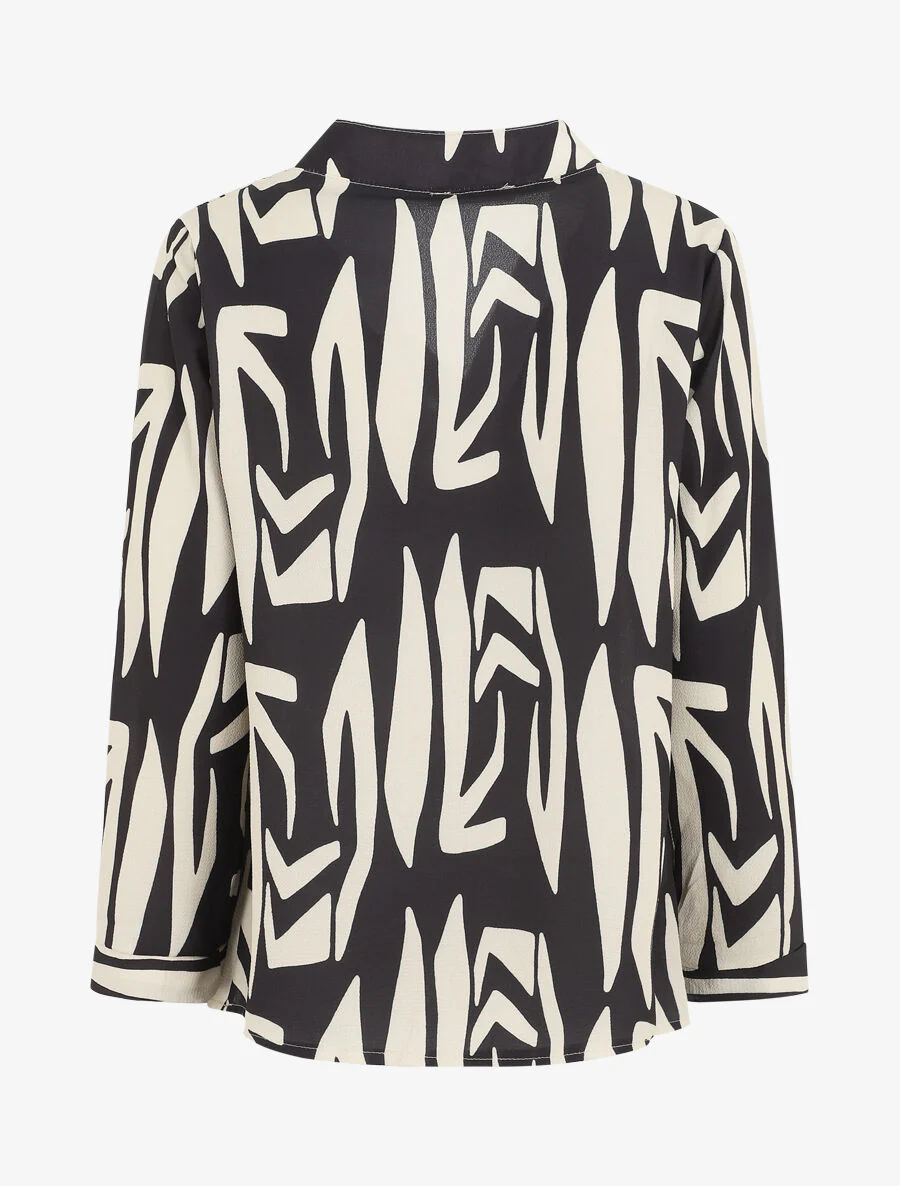 Soepele blouse met grafische print - zwart - Image 2