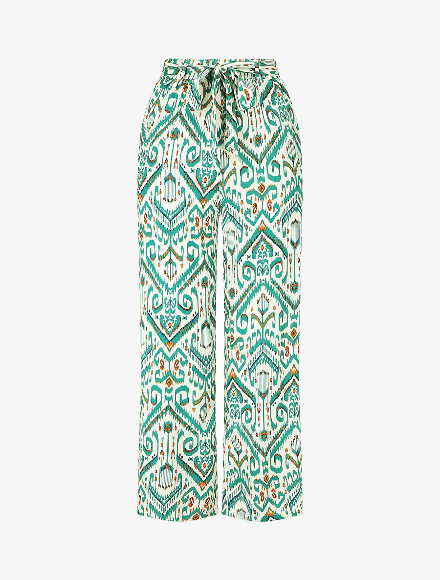 Soepele broek met aztec-print - groen