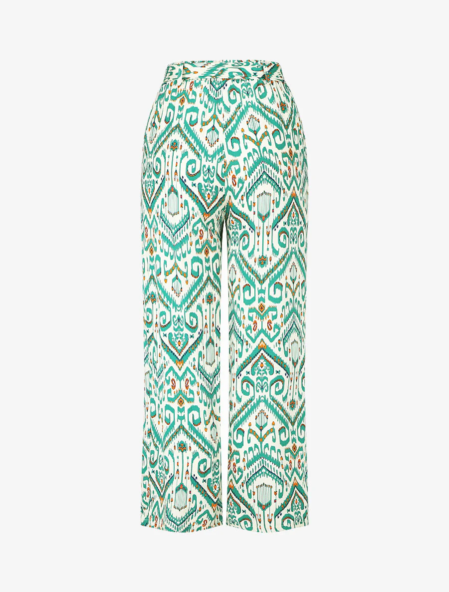 Soepele broek met aztec-print - groen - Image 2