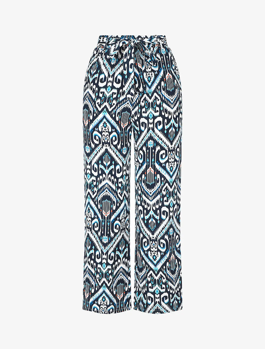 Soepele broek met aztec-print - Donkerblauw