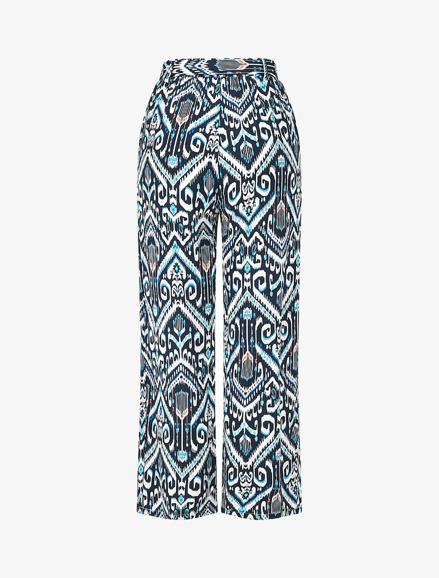 Soepele broek met aztec-print - Donkerblauw - Image 2