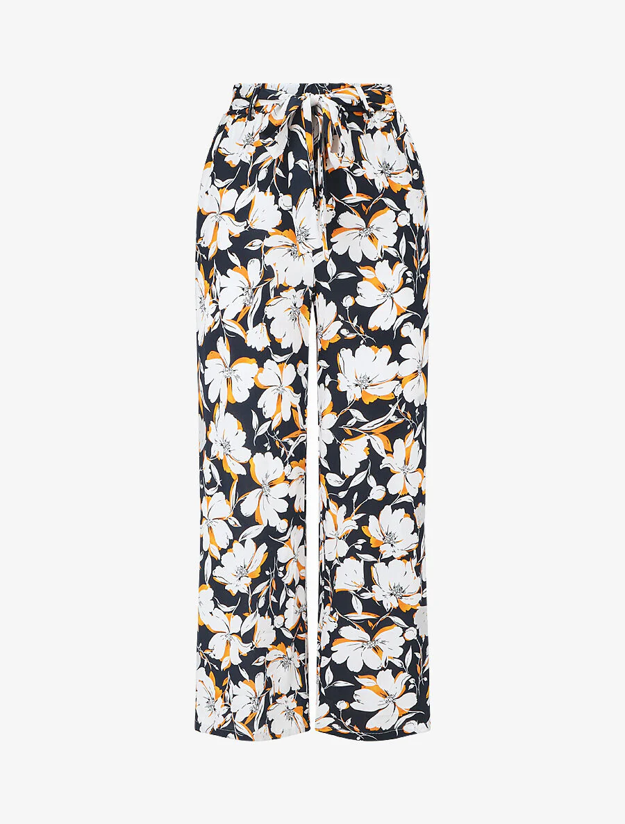 Soepele broek met bloemenprint - Nachtblauw