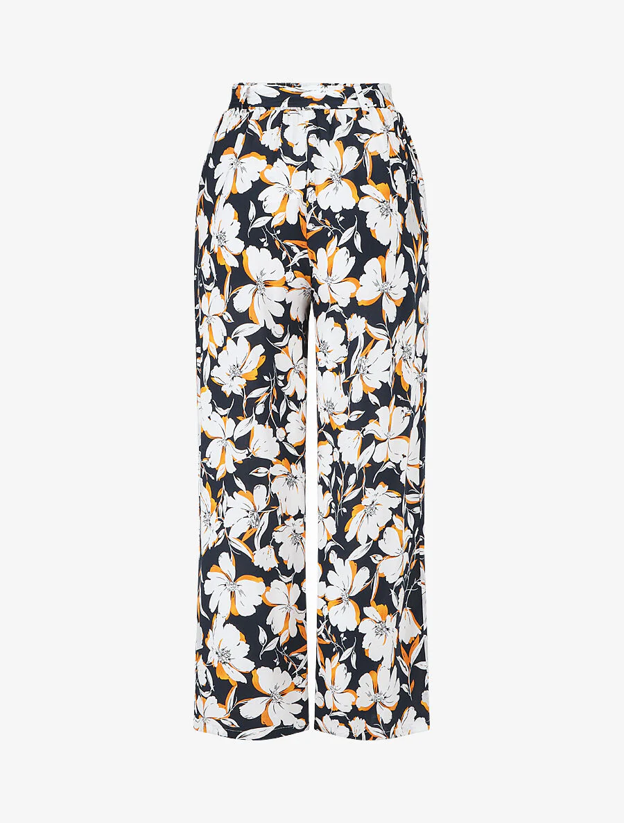 Soepele broek met bloemenprint - Nachtblauw - Image 2