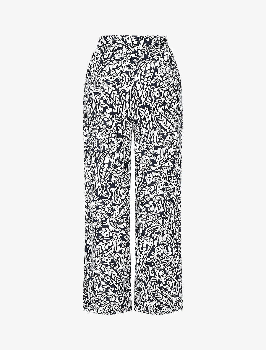 Soepele broek met foulard print - Donkerblauw - Image 2
