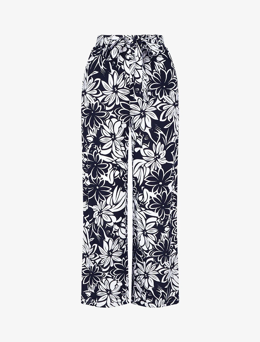 Soepele broek met Hawaïaanse print - Nachtblauw
