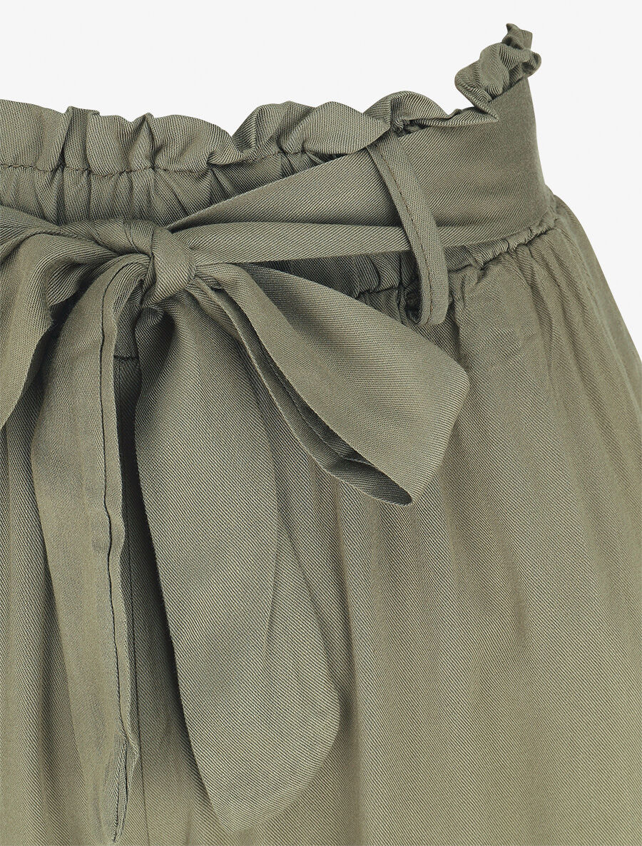 Soepele effen broek met elastische band - Kakigroen - Image 3
