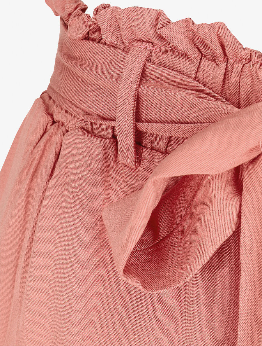 Soepele effen broek met elastische band - koraalroze - Image 3