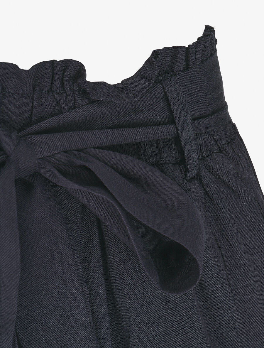 Soepele effen broek met elastische band - Marineblauw - Image 3