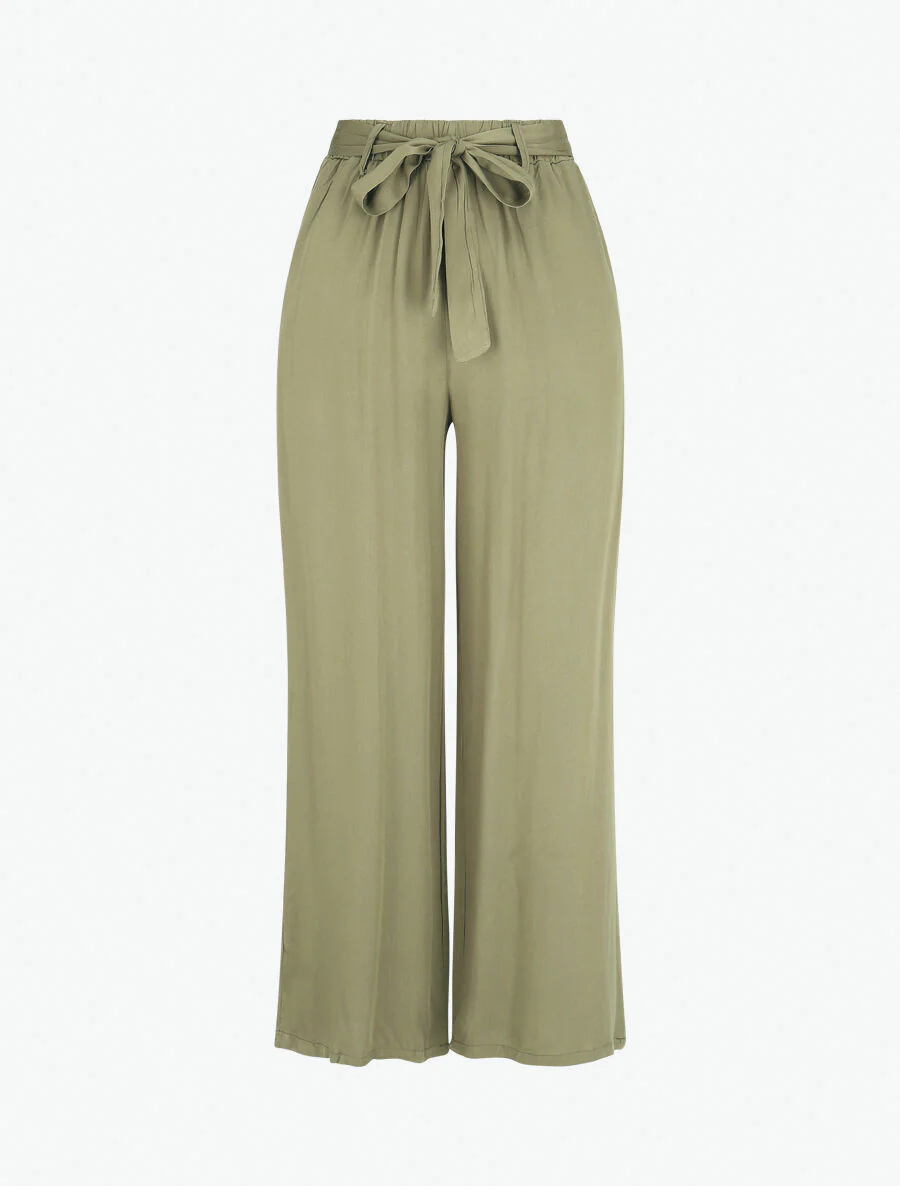 Soepele elastische broek - Kakigroen