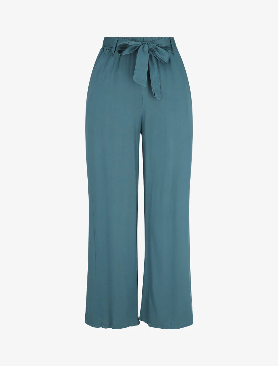 Soepele elastische broek - Blauwgroen