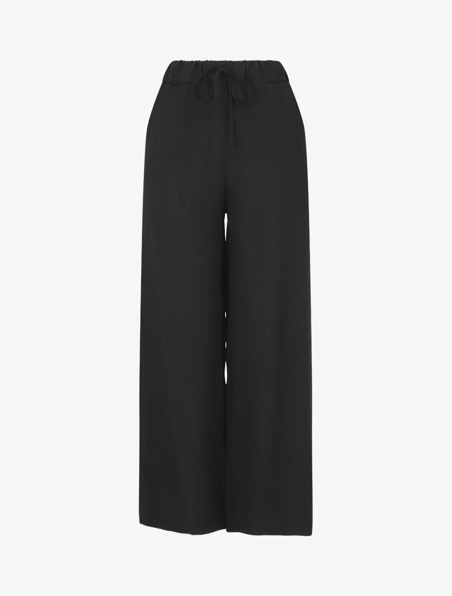 Soepele elastische effen broek - Zwart