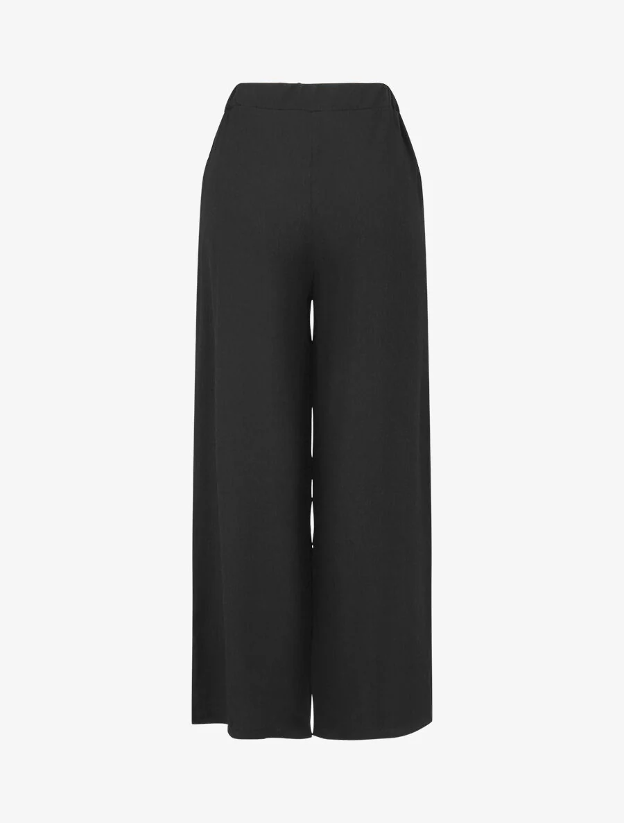 Soepele elastische effen broek - Zwart - Image 2