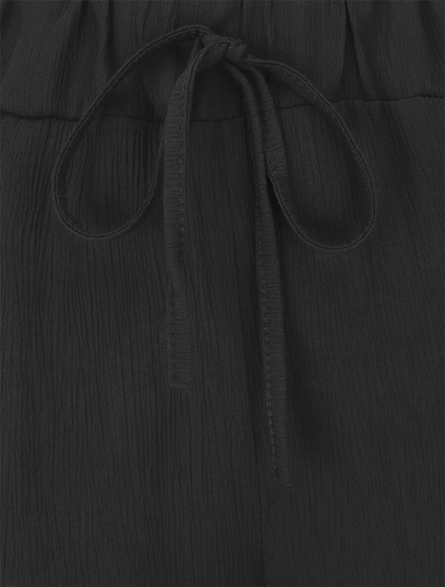 Soepele elastische effen broek - Zwart - Image 3